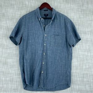 J Crew Mens Size L Slim fit chambray short sleeve button down shirt 0720